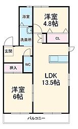 ツインスターB 3DKの間取図画像