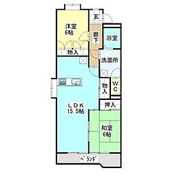 シャロンエース 101 1階2LDKの間取り