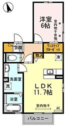 モエム 2階1LDKの間取り