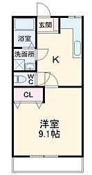 コモドカーサ下小出 1階1DKの間取り