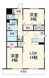エスポワール　ソレーユ 1階2LDKの間取り