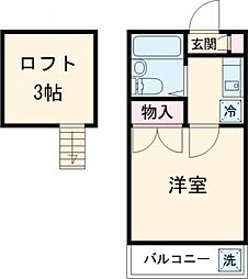 ユーズ・アークII 1階1Kの間取り