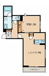 ファイブシャイン 2階1LDKの間取り