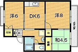 オレンジハイツ 2階3DKの間取り
