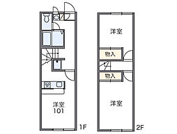 レオパレスたたら 1階2DKの間取り