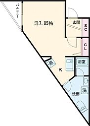 Ｌａ　Ｄｏｕｃｅｕｒ赤塚 1階ワンルームの間取り