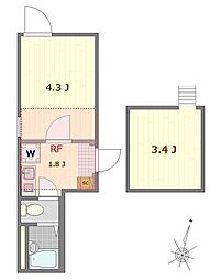 ノーザンロード志茂 3階1Kの間取り