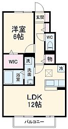 ピアファーレ 1階1LDKの間取り