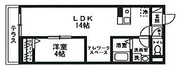 京成千葉線 西登戸駅 徒歩1分の賃貸アパート 1階1LDKの間取り