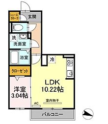 マメゾン大高 1LDKの間取図画像