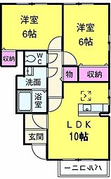 京成松戸線 松戸新田駅 徒歩7分の賃貸アパート 1階2LDKの間取り