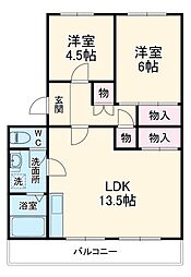 コーポ三立 3階2LDKの間取り