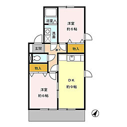 パルシャルマンD 2DKの間取図画像
