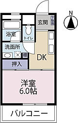 ラ・ファミーユ大工町 4階1DKの間取り