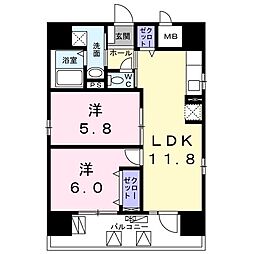 モンエール西日暮里 2LDKの間取図画像