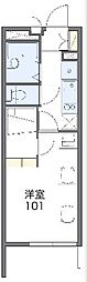 レオパレスYAHAGI1 1Kの間取図画像