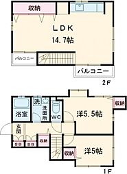 上石神井3丁目戸建て 1階2LDKの間取り