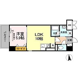 名古屋市営名港線 六番町駅 徒歩10分の賃貸マンション 3階1LDKの間取り