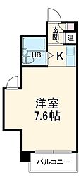 ラトゥール呼続 6階ワンルームの間取り