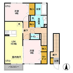 スクエア　Ａ 2階2LDKの間取り