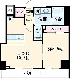 ケルスコート笹塚 8階1LDKの間取り