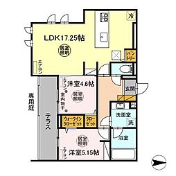 アピシウス 1階2LDKの間取り