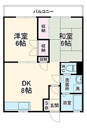 メゾンソシア 102 1階2DKの間取り