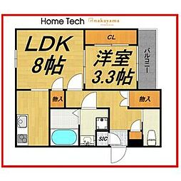LECOCON三郷 1階1LDKの間取り