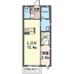フォレストパーク 2階1LDKの間取り