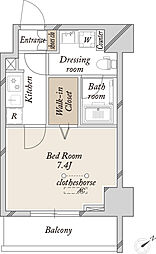 JR高崎線 尾久駅 徒歩4分の賃貸マンション 5階1Kの間取り