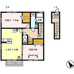サンパティック 2階2LDKの間取り