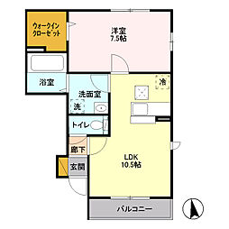 アレイズ　VIII 1階1LDKの間取り