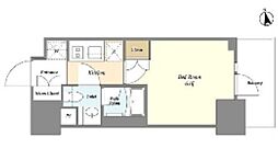 オーキッドレジデンス品川中延 3階1Kの間取り