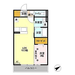 グランリーブル壱番館 1LDKの間取図画像