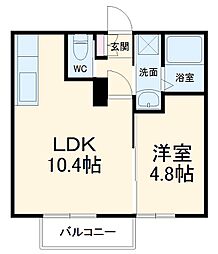 コネクトパーク1番館 1階1LDKの間取り