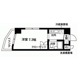 リアライズ伝馬 6階1Kの間取り