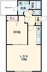 コンフォシード東坂下 5階1LDKの間取り