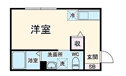 JR横浜線 大口駅 徒歩6分の賃貸アパート 2階ワンルームの間取り