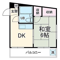 レコルテ西所沢 3階1DKの間取り