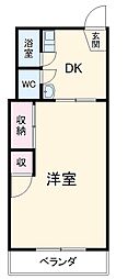東洋アパート 1DKの間取図画像