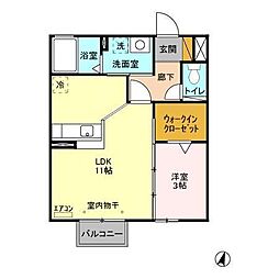 ＰＲＩＮＣＥＳＳ　II 2階1LDKの間取り