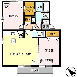 オエステバージェB 2LDKの間取図画像