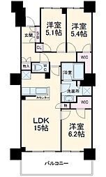 JR横浜線 橋本駅 徒歩11分の賃貸マンション 4階3LDKの間取り