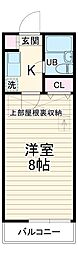 アメニティハウス 2階1Kの間取り