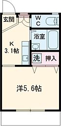 JR横浜線 町田駅 徒歩17分の賃貸アパート 1階1Kの間取り