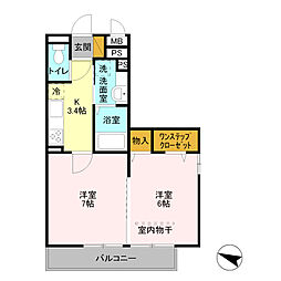 アプリコットガーデンC 2Kの間取図画像