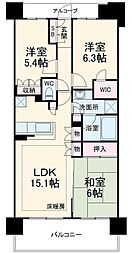ザ・パークハウス津田沼奏の杜カームレジデンス 12階3LDKの間取り
