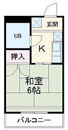 豊橋鉄道東田本線 井原駅 徒歩2分の賃貸アパート 1階1Kの間取り