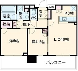 シティタワー八王子フレシア 2LDKの間取図画像