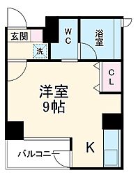 名古屋市営名城線 瑞穂運動場東駅 徒歩10分の賃貸マンション 6階ワンルームの間取り